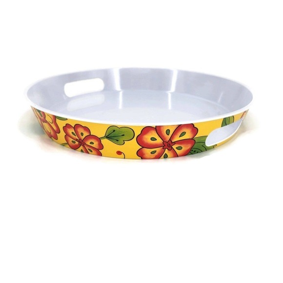Temp-tations Melamine Yellow Poppy Passion Patio Serving Set Plates Bowls Tray - Picture 8 of 11